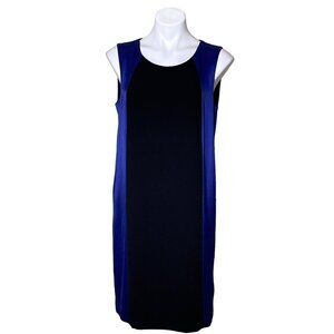DKNY Colorblock Optical Illusion Shift Dress, Black and Blue Women's Size 10